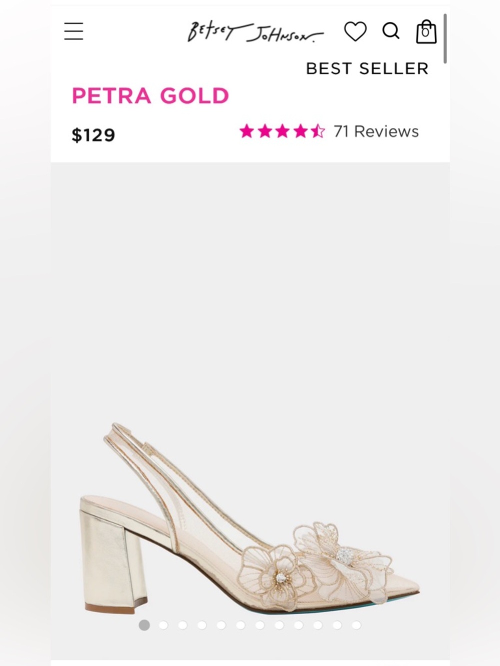 Like New - Worn Once! Betsey Johnson Gold Floral Slingback Heels